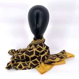 Darn Good Furoshiki Scarf Wrap 36" Square Made Sustainably in India Yellow Brown